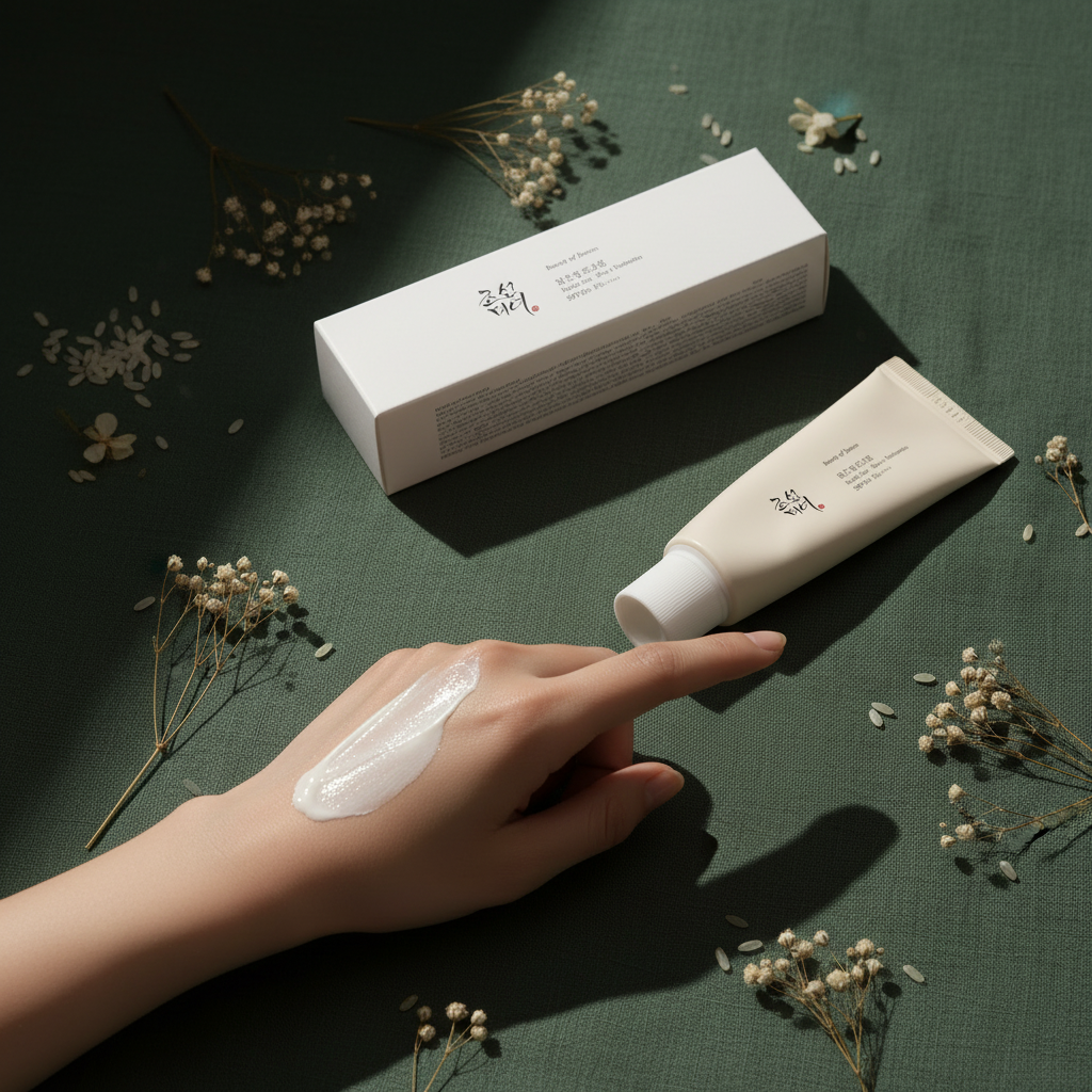 Application de la crème solaire Beauty of Joseon sur la peau
